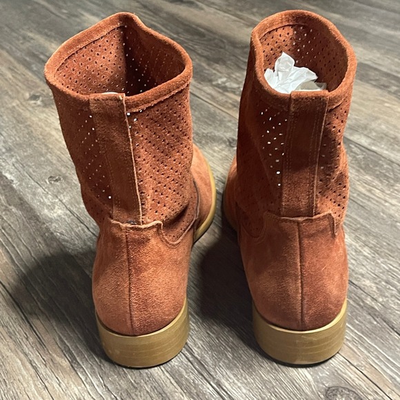 Sundance Suede  Perforated Ankle Boots Made‎ in Italy Rust Brown   39 - Picture 5 of 9